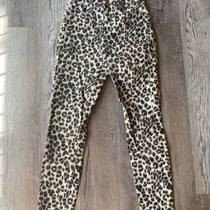 Frame Denim Leopard Print High Rise Cigarette Pants
